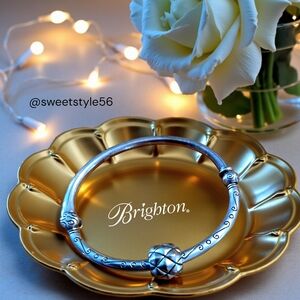 BRIGHTON "Charming Bangle" Add A Charm Silver Etched Bracelet W/ Charm TIMELESS